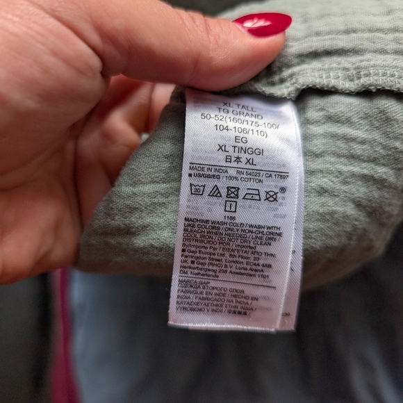 GAP Sage Green 100% Cotton Dress Tiered Ruffle Sleeve XL Tall Sleeveless - Picture 5 of 5